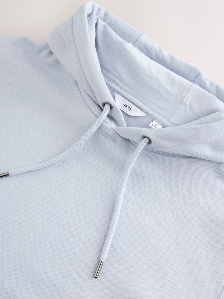 Light Blue Regular Fit Rich Jersey Fabric Hoodie - Image 9 of 9