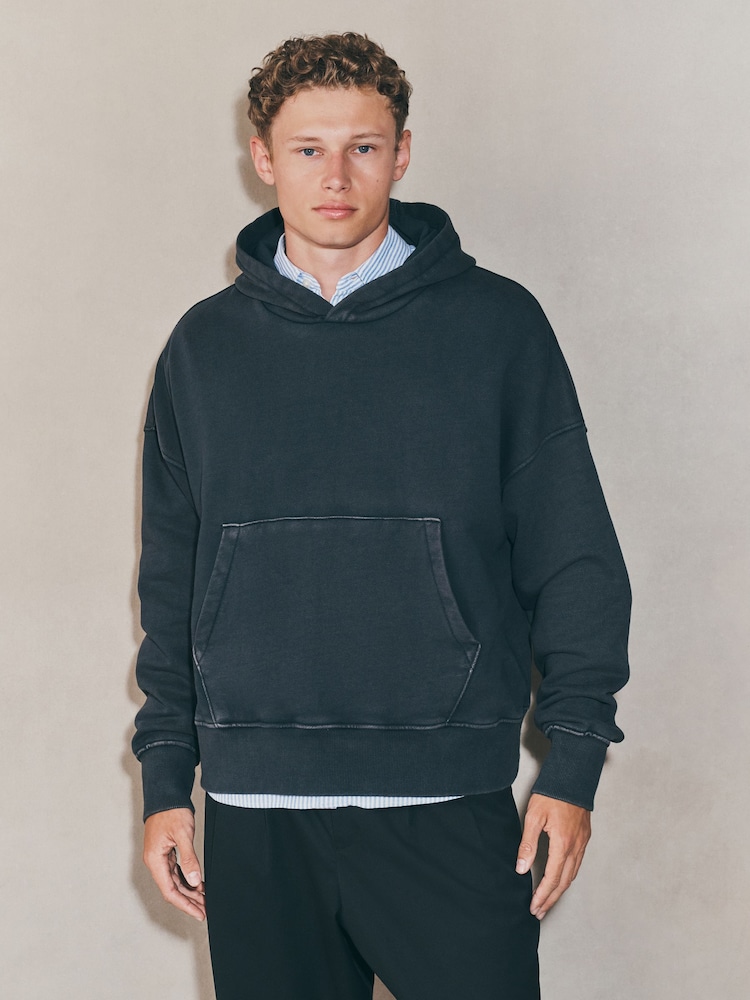 Black EDIT Boxy Fit Heavyweight Hoodie - Image 1 of 9 Black EDIT Boxy Fit Heavyweight Hoodie - Image 1 of 9