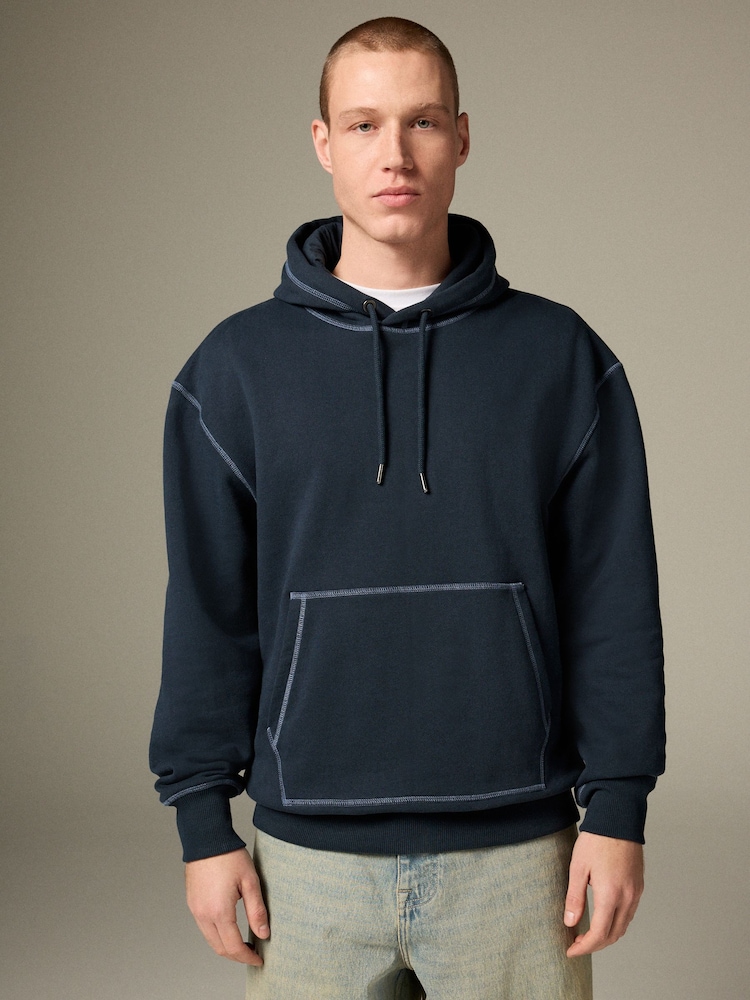 Bleu - Sweat-shirt à capuche EDIT Heavyweight Contrast Stitch - Image 1 of 10