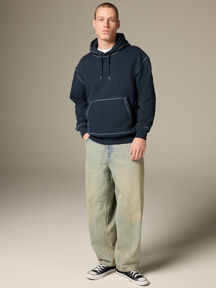 Bleu - Sweat-shirt à capuche EDIT Heavyweight Contrast Stitch - Image 2 of 10