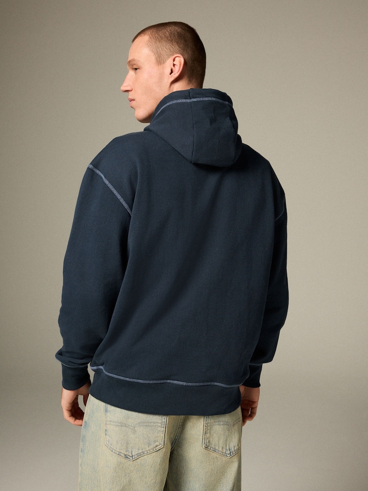 Bleu - Sweat-shirt à capuche EDIT Heavyweight Contrast Stitch - Image 3 of 10