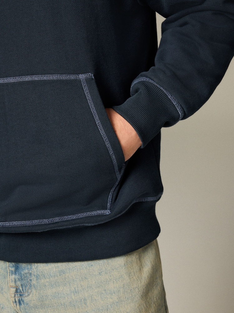 Bleu - Sweat-shirt à capuche EDIT Heavyweight Contrast Stitch - Image 7 of 10