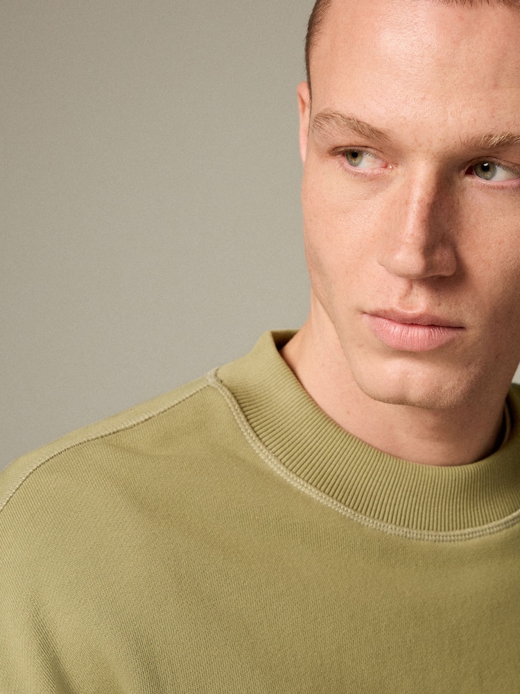 Vert - Sweat EDIT en coton ultra épais 100% à surpiqûres contrastantes - Image 4 of 6