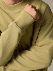 Green Crew Sweatshirt EDIT Contrast Stitch Super Heavyweight 100% Cotton Sweatshirt - Image 5 of 6