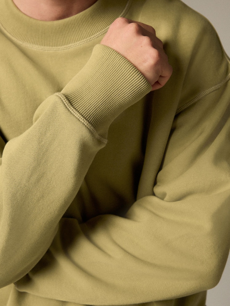 Vert - Sweat EDIT en coton ultra épais 100% à surpiqûres contrastantes - Image 5 of 6