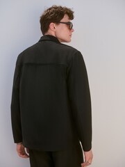 Black Plisse Zip Shacket - Image 3 of 9