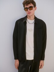 Black Plisse Zip Shacket - Image 4 of 9