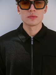 Black Plisse Zip Shacket - Image 5 of 9