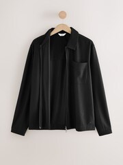 Black Plisse Zip Shacket - Image 7 of 9