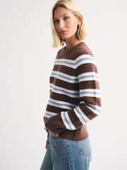 Abercrombie & Fitch Brown Madeline Stripe Long Sleeve Knit Jumper - Image 4 of 5