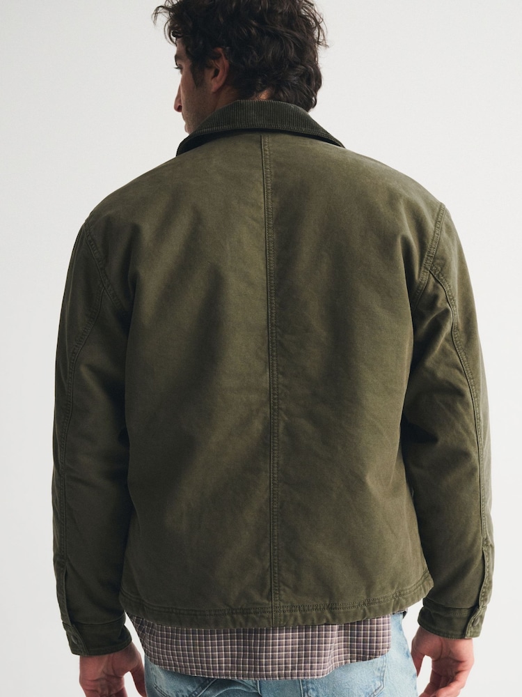 Abercrombie & Fitch Green Fireman Clasp Canvas Worker Jacket - Image 2 of 8