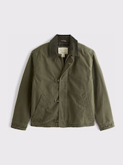 Abercrombie & Fitch Green Fireman Clasp Canvas Worker Jacket - Image 6 of 8