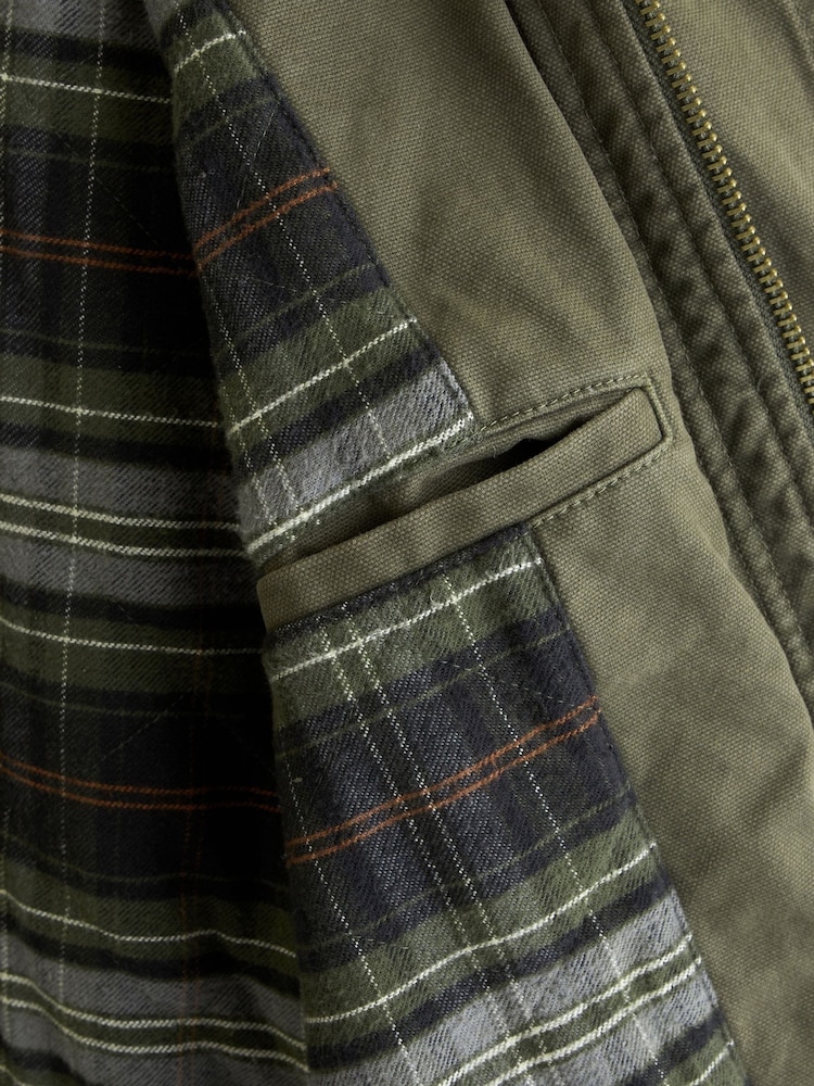 Abercrombie & Fitch Green Fireman Clasp Canvas Worker Jacket - Image 8 of 8