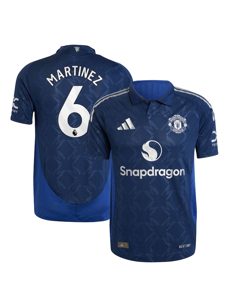adidas Blue Manchester United EPL Away Authentic Football Shirt 2024-25 - Martinez 6 Printing - Image 1 of 3
