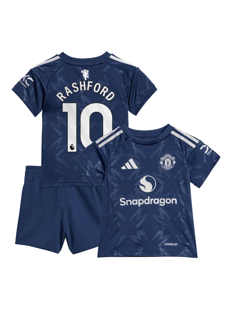 adidas Blue Manchester United EPL Away Baby Kit 2024-25 - Rashford 10 Printing - Image 1 of 2