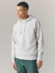 Fleuri gris moyen  - Sweat à capuche Fleuri texturé - Image 3 de 9