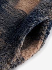 Ecru/ Navy Blue Printed Fleece Shacket - Image 10 of 10