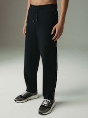 Black Textured Twill Straight Leg Joggers - Image 1 of 5