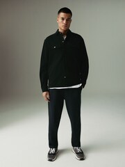 Black Textured Twill Straight Leg Joggers - Image 2 of 5