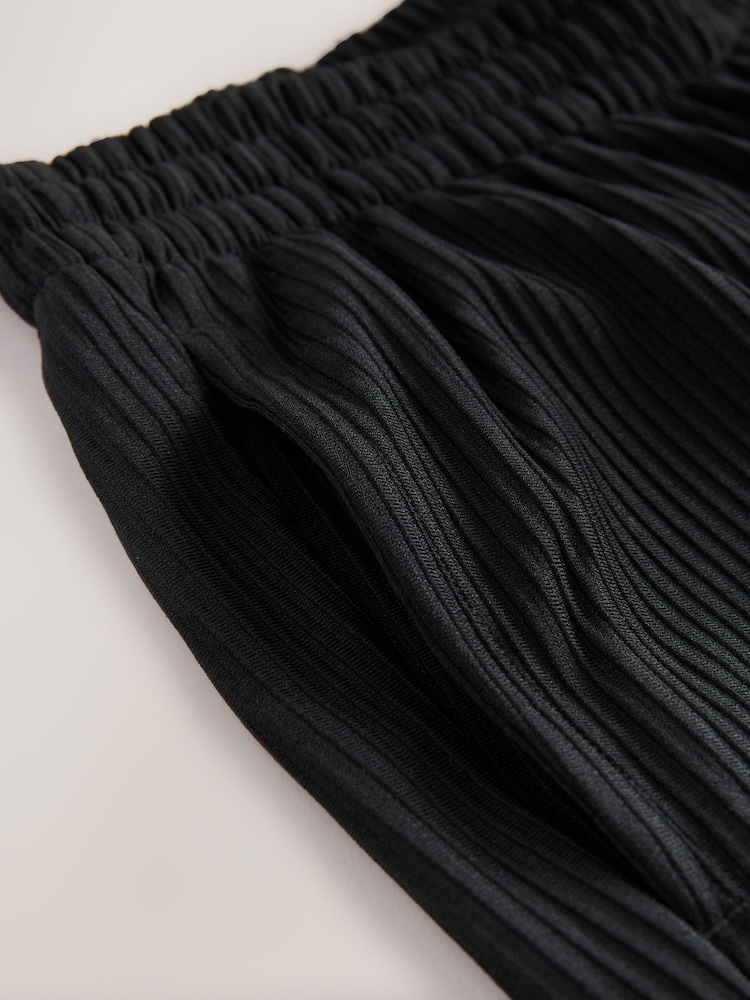 Black Plisse Straight Leg Joggers - Image 4 of 7