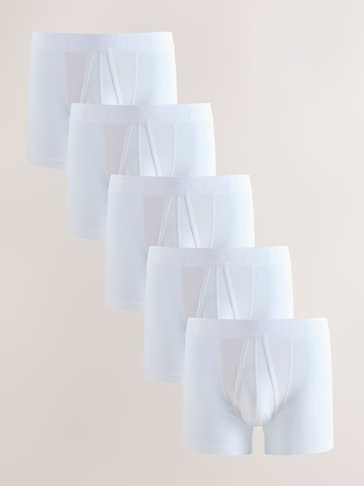 White 5 Pack A-Front Cotton Rich Boxers - Image 1 of 5