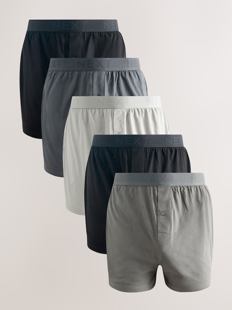 Grey 5 Pack Loose Boxers - Image 1 of 9 Grey 5 Pack Loose Boxers - Image 1 of 9