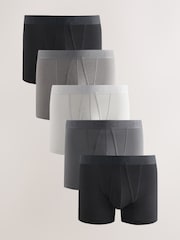 Black/Grey 5 Pack A-Front Cotton Rich Boxers - Image 1 of 10