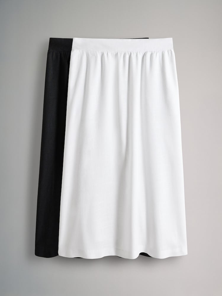 The Set White/Black 2 Pack Pull On Maxi Skirts with Linen - Image 2 of 11 The Set White/Black 2 Pack Pull On Maxi Skirts with Linen - Image 2 of 11