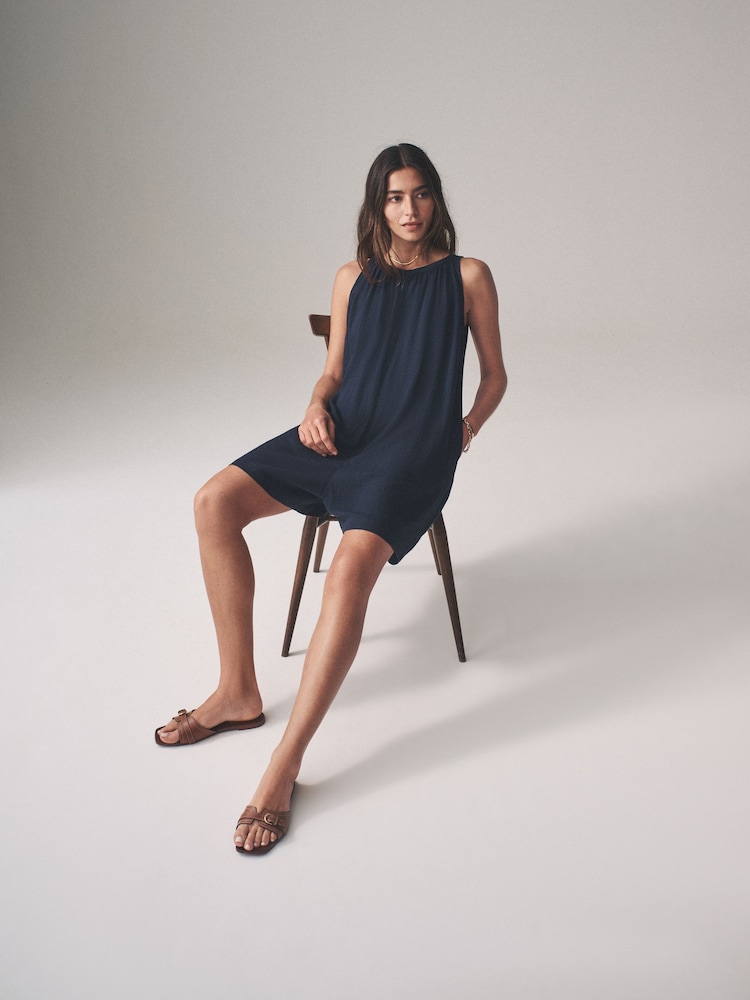 The Set Navy/Pink Stripe 2 Pack Swing Playsuits with Linen - Image 2 of 7