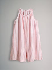 The Set Navy/Pink Stripe 2 Pack Swing Playsuits with Linen - Image 8 of 9