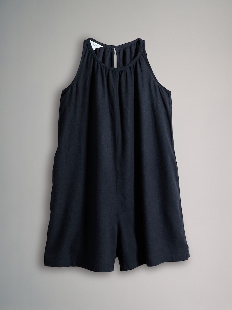 The Set Navy/Pink Stripe 2 Pack Swing Playsuits with Linen - Image 9 of 9 The Set Navy/Pink Stripe 2 Pack Swing Playsuits with Linen - Image 9 of 9