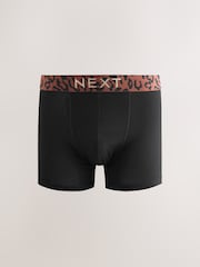 Black Animal Print Waistband Trunks Boxers 5 Pack - Image 3 of 9