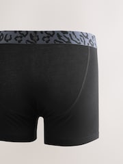 Black Animal Print Waistband Trunks Boxers 5 Pack - Image 7 of 9