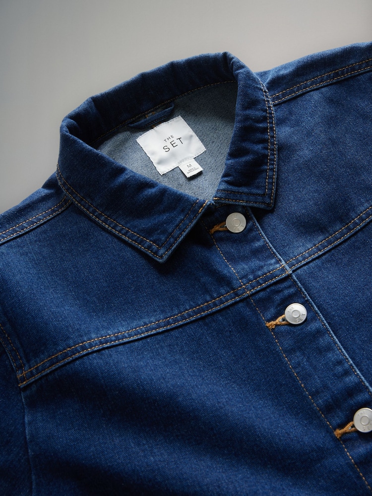 The Set Ecru/Mid Blue 2 Pack Denim Shackets - Image 11 of 12