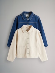 The Set Ecru/Mid Blue 2 Pack Denim Shackets - Image 2 of 12