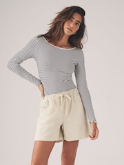 The Set Ecru/Washed Grey 2 Pack Pull On Loose Denim Shorts - Image 1 of 11