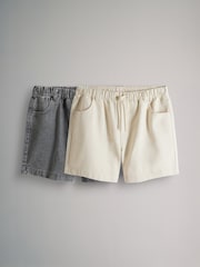 The Set Ecru/Washed Grey 2 Pack Pull On Loose Denim Shorts - Image 2 of 11