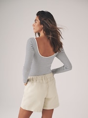 The Set Ecru/Washed Grey 2 Pack Pull On Loose Denim Shorts - Image 6 of 11