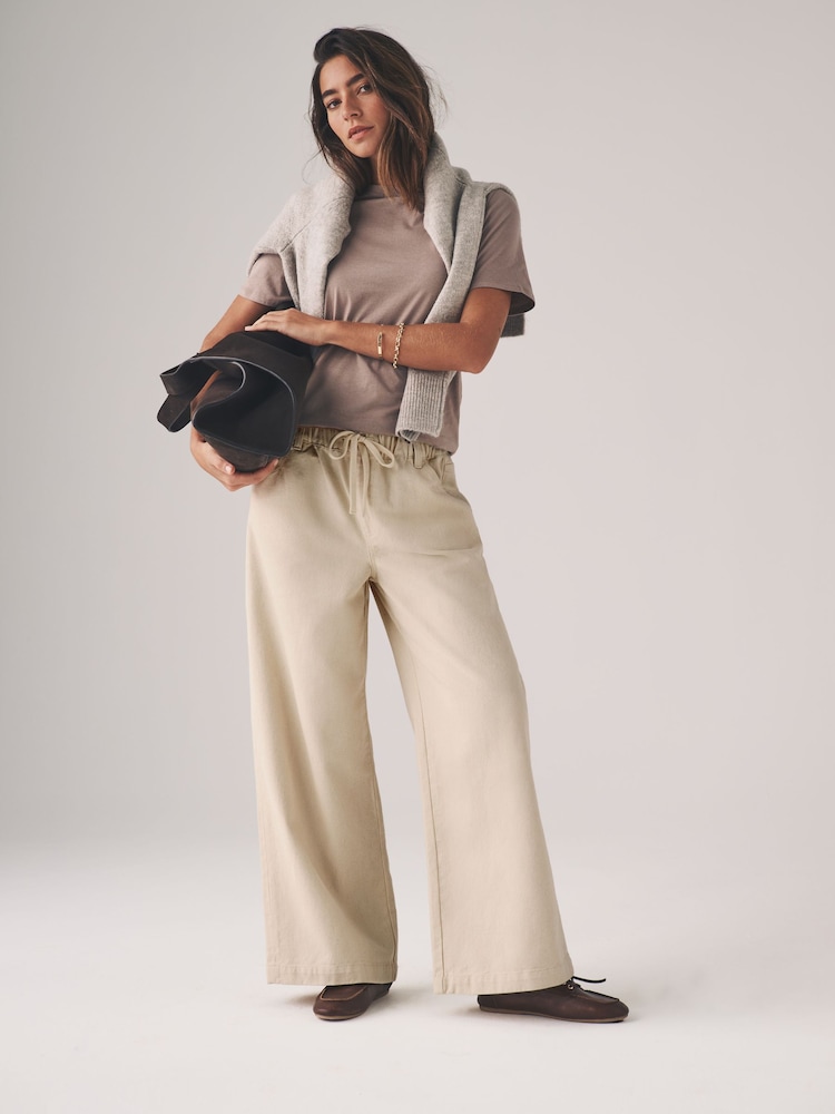 The Set Ecru/Washed Grey 2 Pack Pull On Wide Leg Jeans - Image 1 of 11
