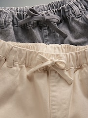The Set Ecru/Washed Grey 2 Pack Pull On Wide Leg Jeans - Image 10 of 11