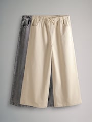 The Set Ecru/Washed Grey 2 Pack Pull On Wide Leg Jeans - Image 2 of 11