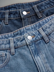 The Set Mid Blue/Dark Blue 2 Pack Wide Leg Turn Up Hem Jeans - Image 10 of 11