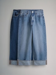 The Set Mid Blue/Dark Blue 2 Pack Wide Leg Turn Up Hem Jeans - Image 2 of 11