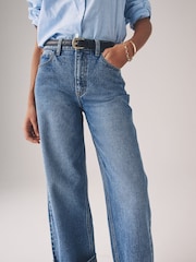 The Set Mid Blue/Dark Blue 2 Pack Wide Leg Turn Up Hem Jeans - Image 7 of 11