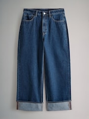 The Set Mid Blue/Dark Blue 2 Pack Wide Leg Turn Up Hem Jeans - Image 9 of 11