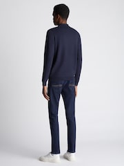 Remus Uomo Blue Long Sleeve Knited Polo Shirt - Image 2 of 6