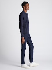 Remus Uomo Blue Long Sleeve Knited Polo Shirt - Image 4 of 6
