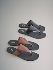 The Set Black /Tan Brown 2 Pack Flip Flops Sandals - Image 1 of 8
