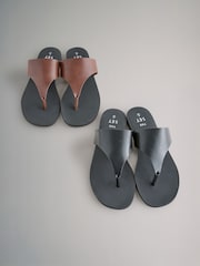 The Set Black /Tan Brown 2 Pack Flip Flops Sandals - Image 2 of 8