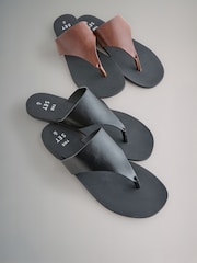 The Set Black /Tan Brown 2 Pack Flip Flops Sandals - Image 5 of 8
